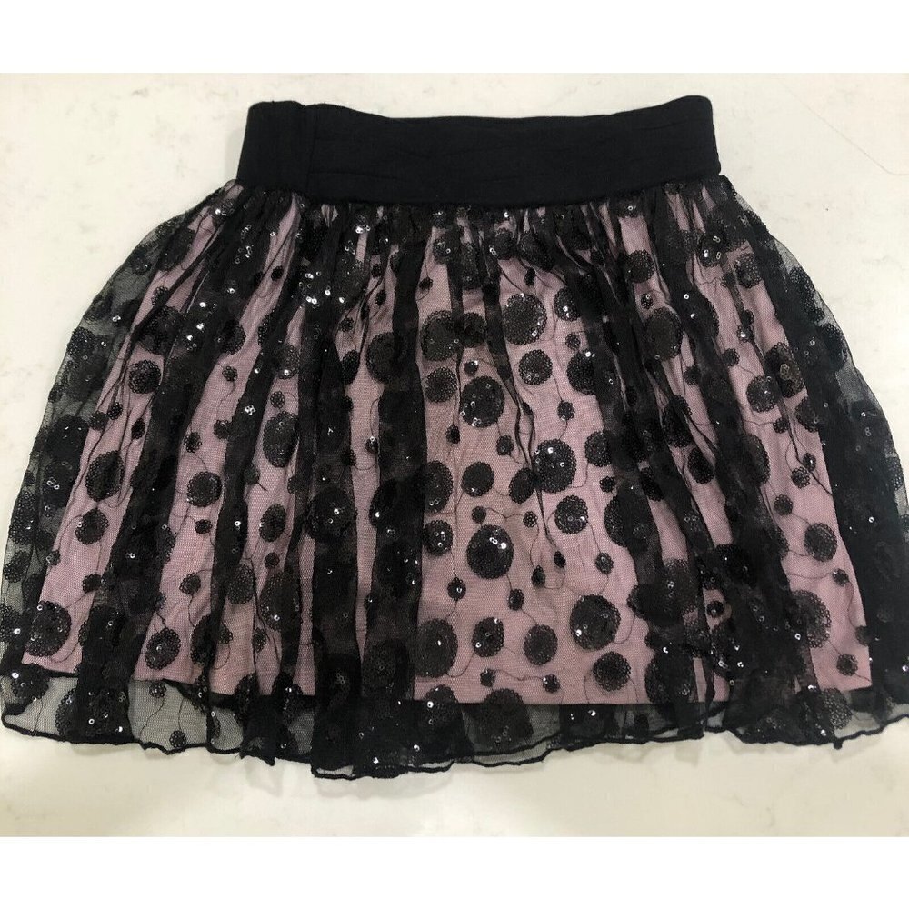 Disney D-Signed Black Pink Lace Sequins Skirt  Size Large